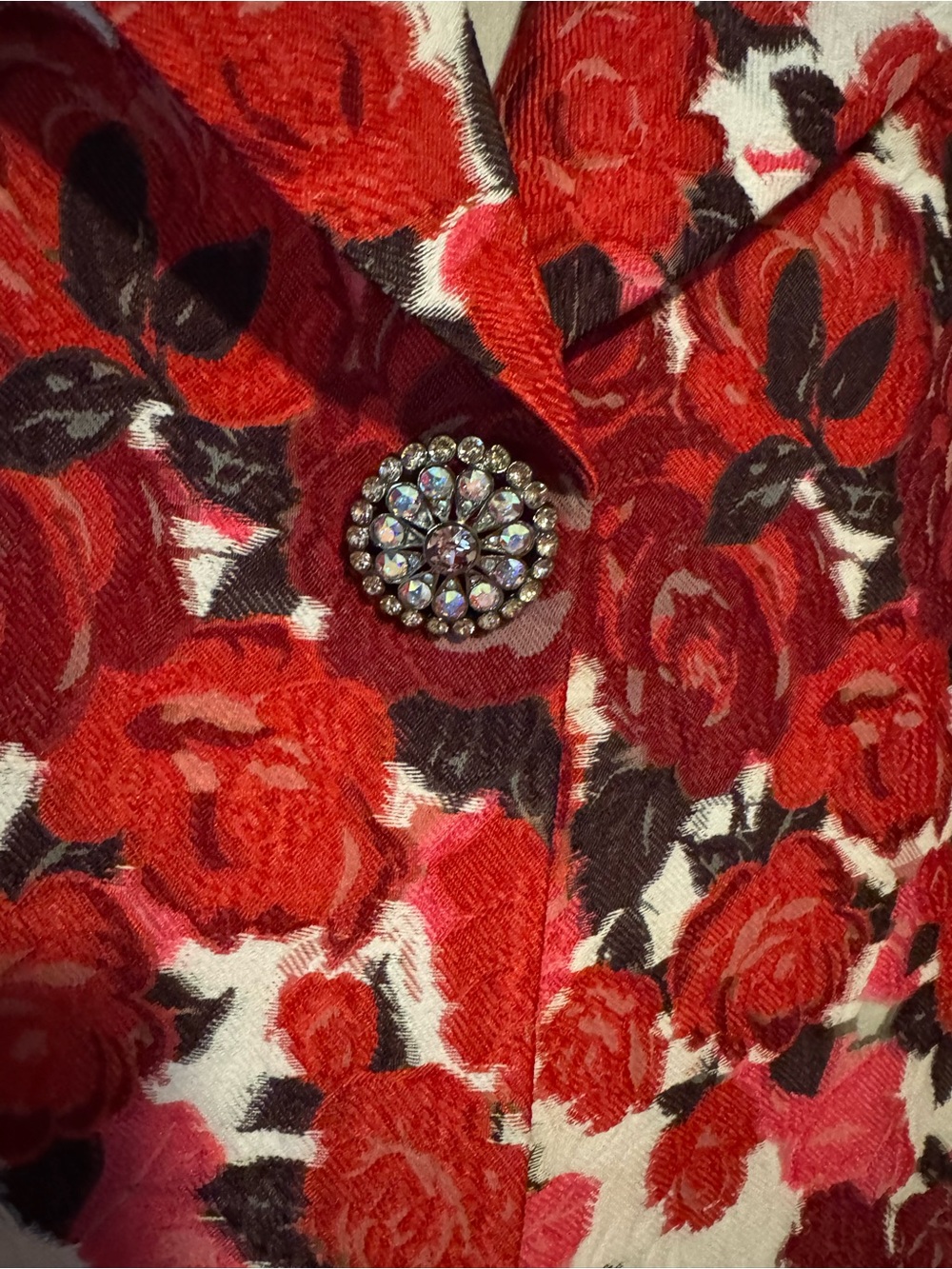 Gorgeous St. John Silk Blend Floral Embroidered Coat - Red & Pink - Picture 2 of 7
